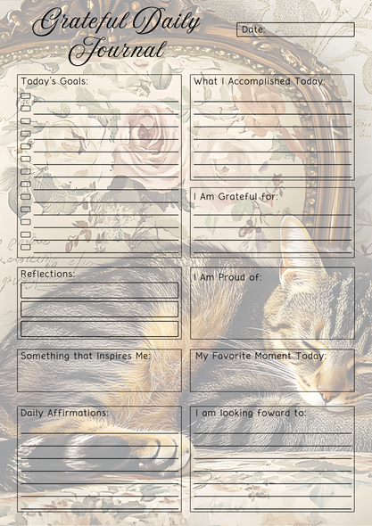 Cat Themed Grateful Daily Planner Notepad.