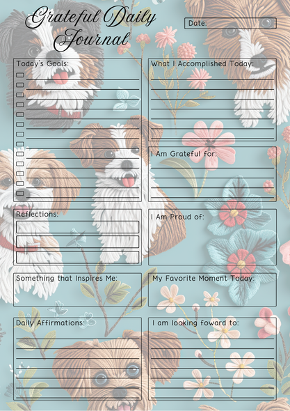 Dog Themed Grateful Daily Planner Notepad.