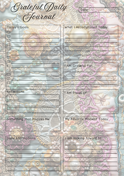 Victorian Romance Themed Grateful Daily Planner Notepad.