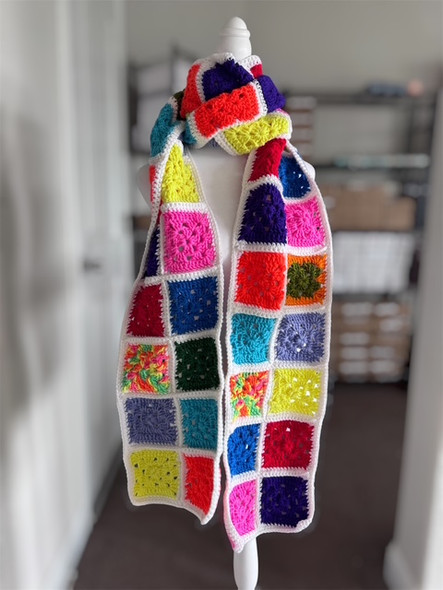 Neon Rainbow Handmade-Crochet Scarf