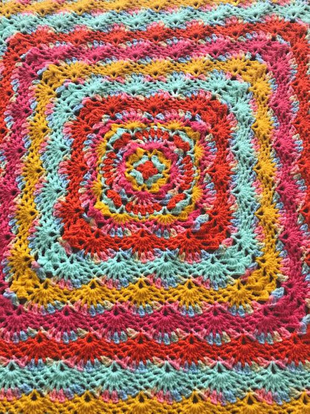 Baby Girl's Pink Wave Hand Crocheted Blanket. 52x52