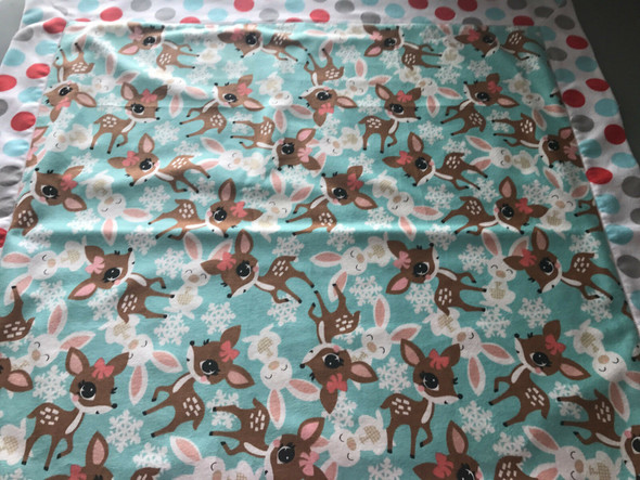 Baby Girl Raindeer Flannel Receiving Blanket 30" x 30" Handmade.