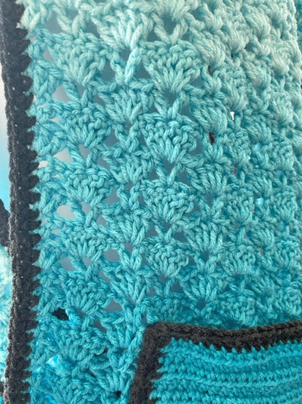 Blue Sherbet Hand Crochet Shawl with Pockets