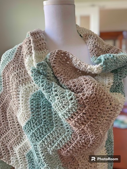 Calico Flowers Hand Crochet Shawl