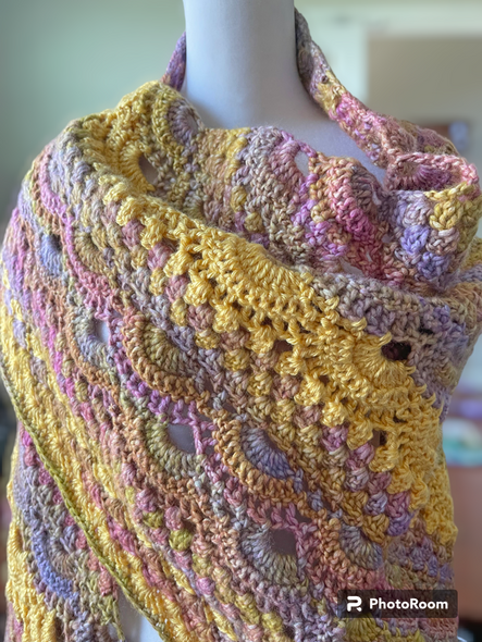 Tropical Blooms Hand Crochet Shawl