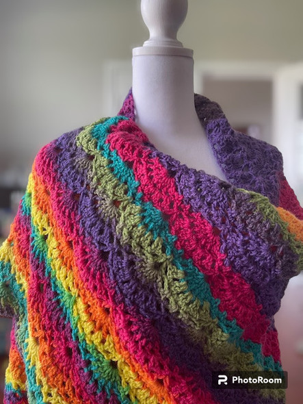 At the End of The Rainbow Hand Crocheted Shawl