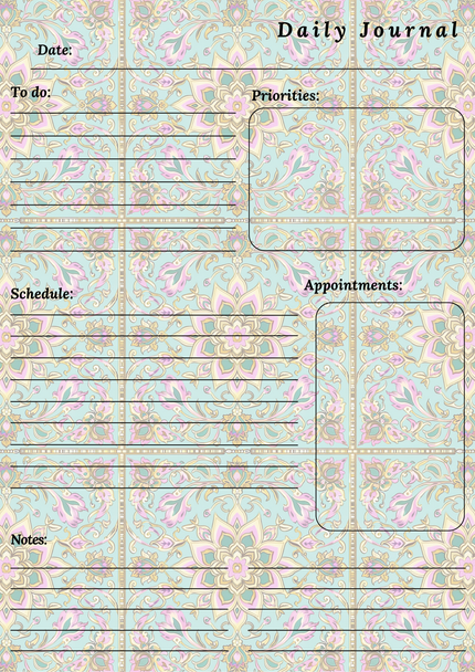 Handmade Block Print Themed Daily Journal Notepad