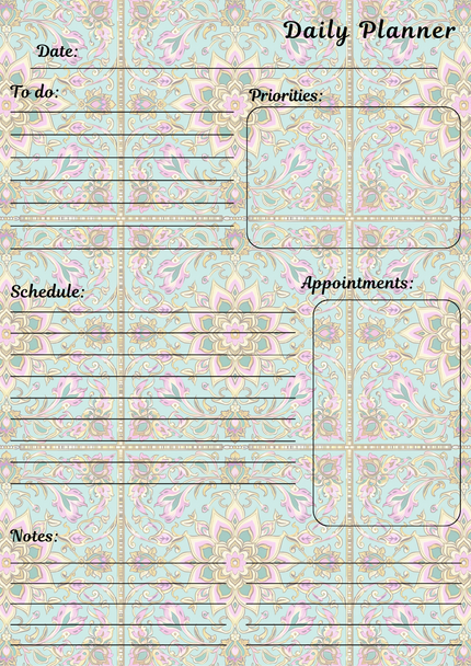 Handmade Block Print Themed Daily Planner Notepad