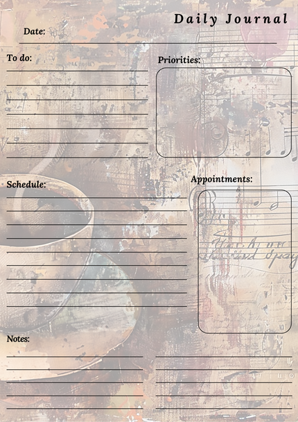 Handmade Coffee Themed Daily Journal Notepad