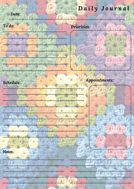 Handmade Crochet Themed Daily Journal Notepad