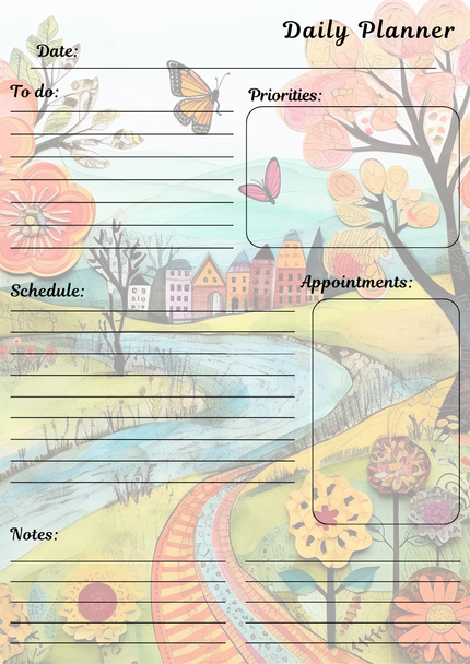 Handmade Spring Themed Daily Planner Notepad