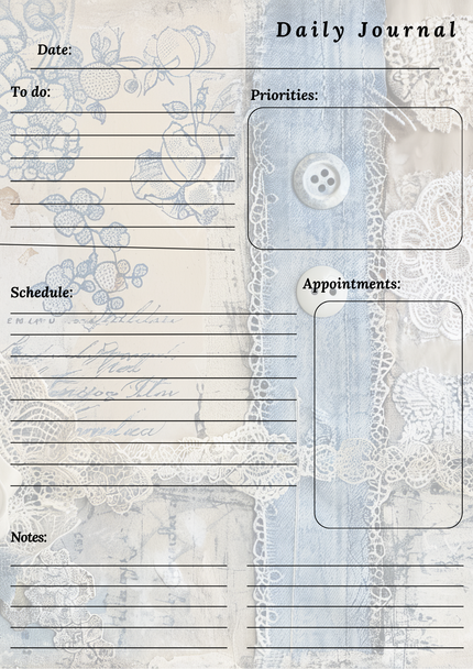 Handmade Denim Themed Daily Journal Notepad