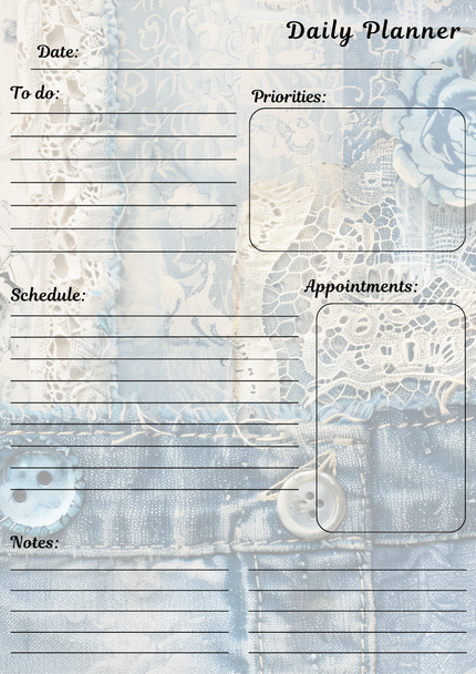 Handmade Denim Themed Daily Planner Notepad
