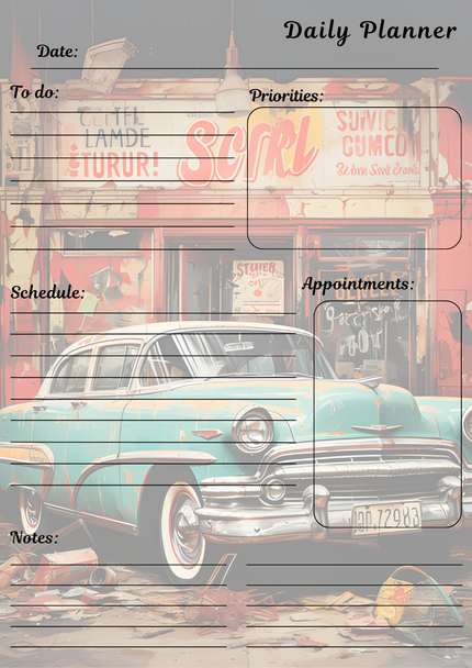 Handmade Retro Themed Daily Planner Notepad