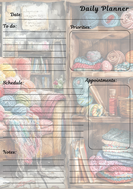 Handmade Knitting Themed Daily Planner Notepad