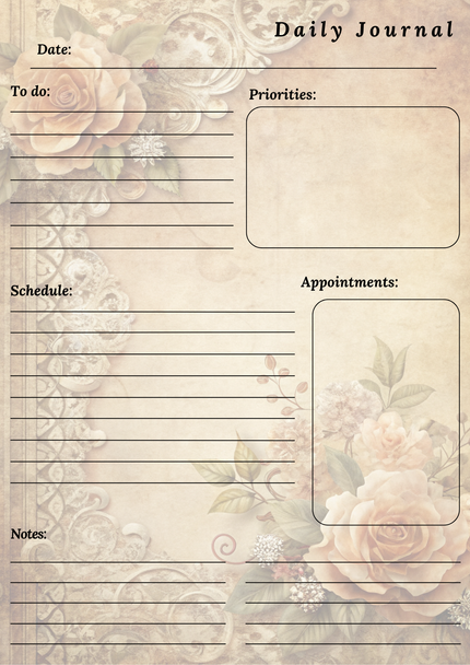 Handmade Lace Themed Daily Journal Notepad