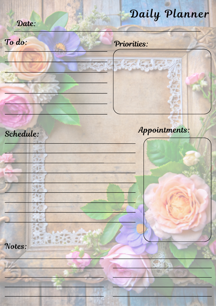 Handmade Lace Themed Daily Planner Notepad