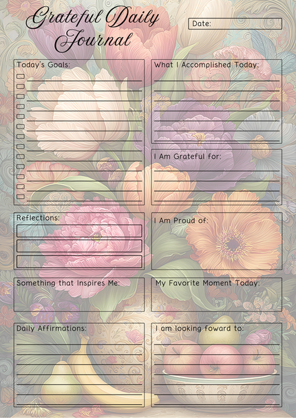 Floral Decor Themed Grateful Daily Planner Notepad