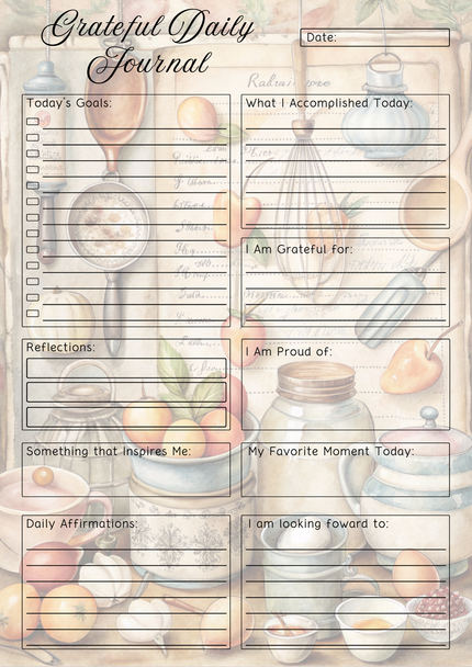 Cooking/Baking Themed Grateful Daily Planner Notepad