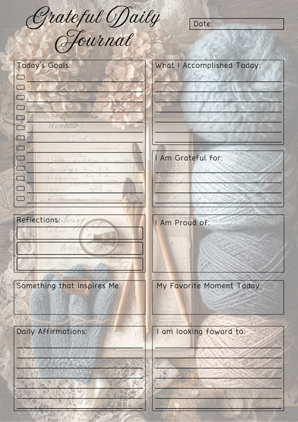 Knitting Themed Grateful Daily Planner Notepad.