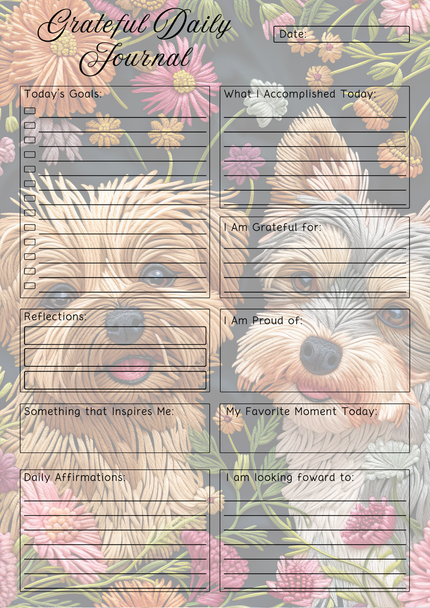 Dog Themed Grateful Daily Planner Notepad.