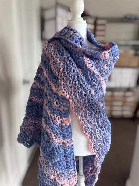 Handmade-Crochet Shawl Peaceful Color