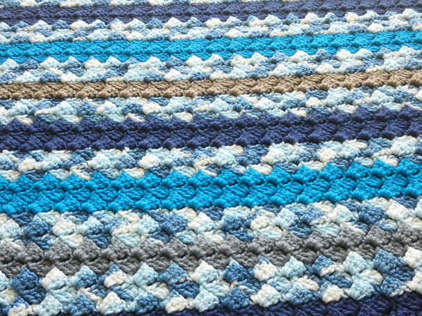 Baby Boy's Ocean & Sand Crocheted Blanket. 60x64