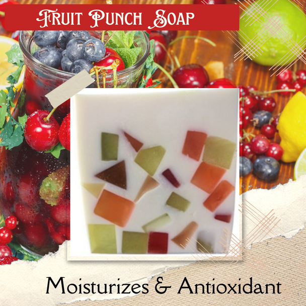 Handcrafted Fruit Punch Soap. Exfoliant, Antioxidant, Moisturizing.