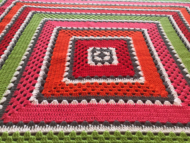 Summer Fun Hand Crochet Blanket. 62x62