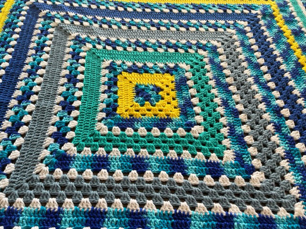 Ocean and The Sun Hand Crochet Blanket. 78 x 78