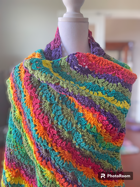 Over the Rainbow Hand Crochet Shawl