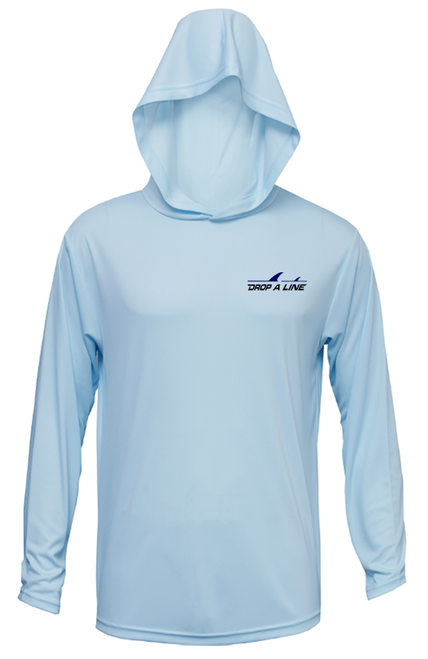Light blue Drop A Line UPF fishing logo shirt