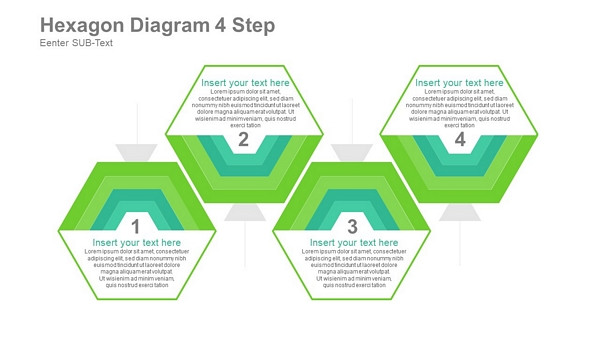 Hexagon Diagram 4 Steps With Half Filled