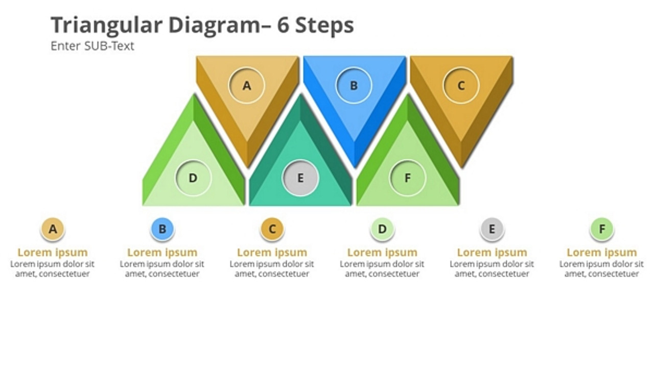 Triangular Diagram 6 Steps Placed up down