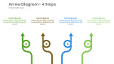 Arrow Diagram pointed up curved to right - 4 Steps