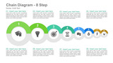 Chain Diagram - 8 Steps with Icons - Circular design