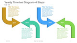 Yearly Timeline Diagram-4 Steps Curved arrows left right