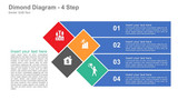 Diamond Diagram- 4 Steps - 4 Rhombus with icons