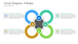 Circle Diagram-4 Steps Alphabet A B C D on Hexagon Circle