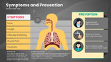 Symptoms and Prevention-With human body and Sic person Icons with a grey background