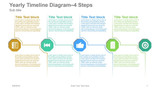 Yearly Timeline Diagram-4 Steps Icons