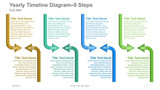 Yearly Timeline Diagram- 8 Steps Curved arrow up down