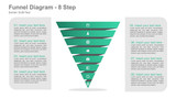 Funnel Diagram - 8 Steps - increasing size bottom to top with icon