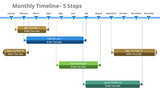 Timeline Diagram- 6 Steps Rectangular text arrow head