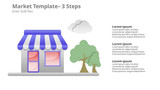 Market Diagram With Blue Shop and tree Icons