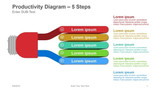 Productivity Diagram - Bulb Horizontal - Rounded edge Rectangle stack - 5 Steps