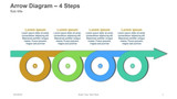 Arrow Diagram- 4 Steps - 4 wheels below arrow pointing right