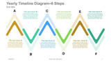 Yearly Timeline Diagram- 6 Steps Arrow head up down