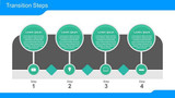 Transition Steps - 4 Points in circle Icons and Rhombus between