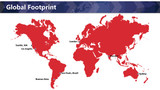 Global Footprint - Red map - location named and marked